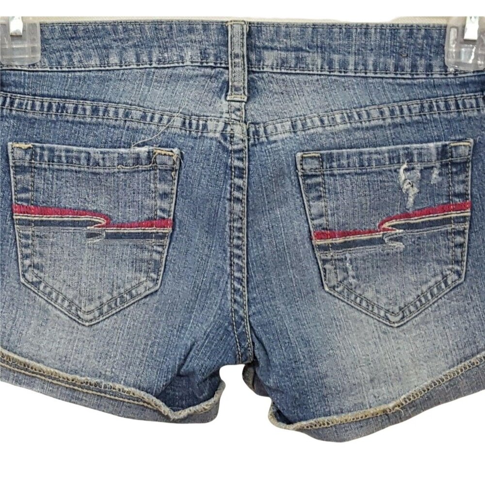 Arizona Jeans Original Juniors size 0 Blue Jeans Denim Shorts Stretch Distressed